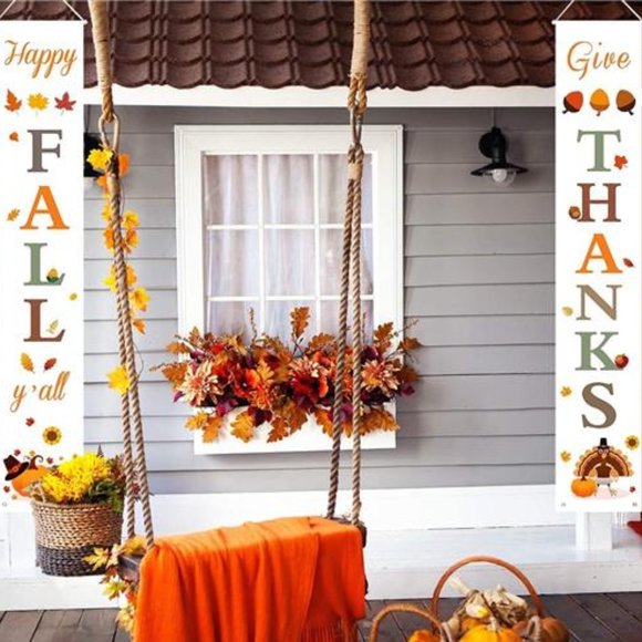 Thanksgiving Signs Banners Front Door Decorations Fall Decor Outdoor Porch Set - Picture 7 of 7
